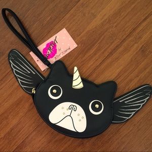 BETSEY JOHNSON French bulldog unicorn wings wallet